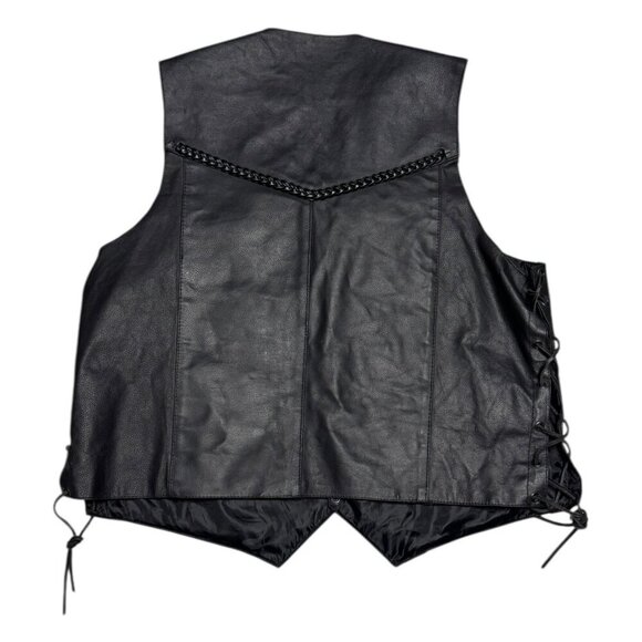 HOT LEATHERS Braided Leather Retro Motorcycle Biker Casual Riding Vest Mens 2XL - Picture 3 of 7